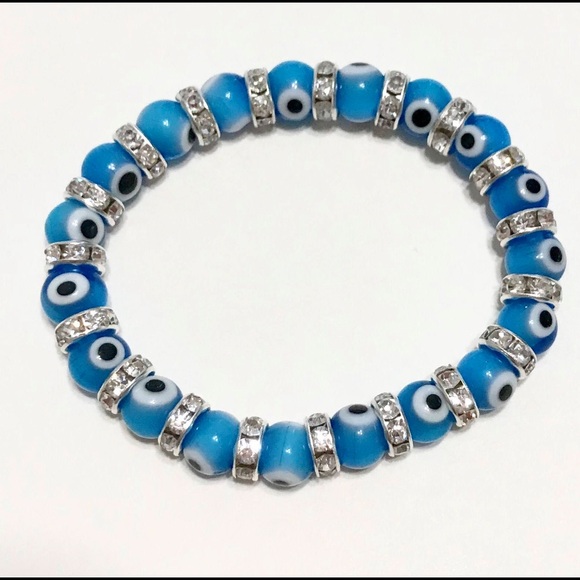 Evil eye bracelet Jewelry - Handmade evil eye bracelet with crystal spacers